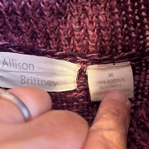 Allison Brittney Chunky pullover sweater,Cowl Turtle neck, violet,M, Acrylic - Picture 2 of 3